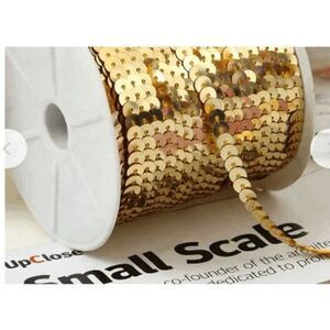 1 Roll of Shiny Gold Sequin Trim 100 Yards 6mm - Brand New